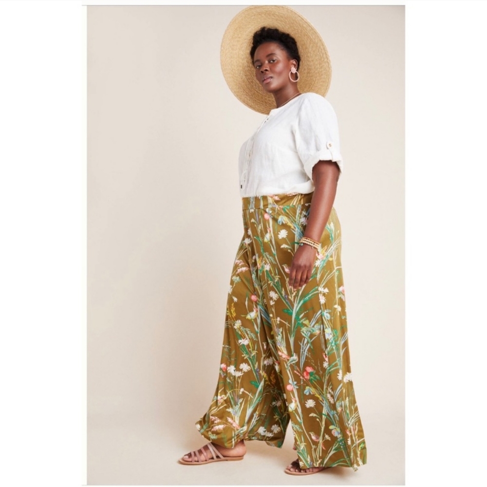 NWT A+ Anthropologie Maeve Floral Wide Leg Pants - Picture 3 of 9